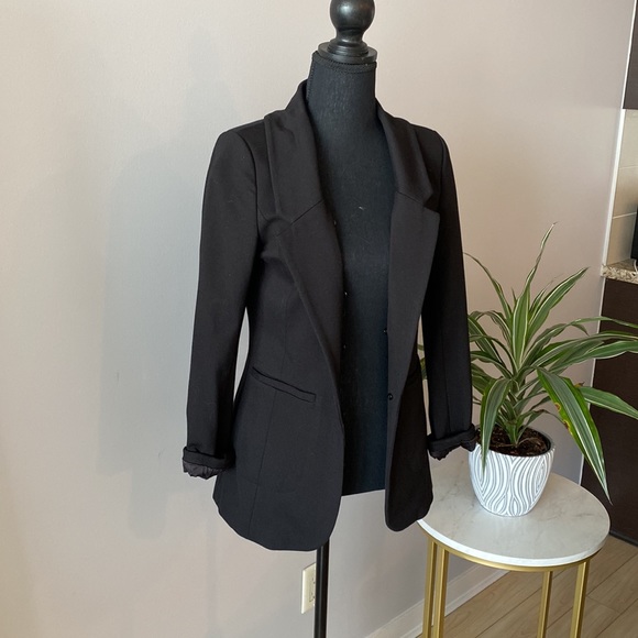 Black - Ever New - Faux Fur Hooded Blazer Jacket (Fur is Detachable) - Size US 2 - Picture 4 of 11